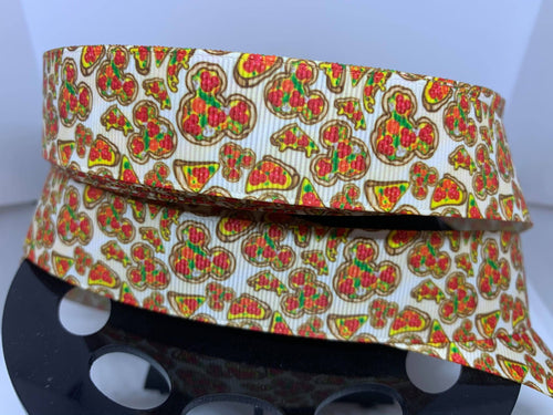 1 yard 1 inch Mickey Pizza Grosgrain Ribbon