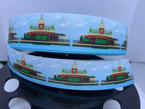 1 yard 1 inch Magic Kingdom Train and Station Grosgrain Ribbon