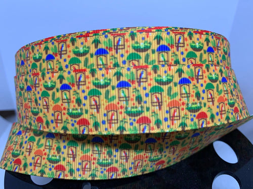 1 yard 1 inch Disneyland Tiki Room Yellow Grosgrain Ribbon Tiki Birds