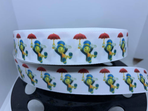 1 yard 1 Inch Jiminy Cricket from Disney Classic Movie Pinocchio Grosgrain Ribbon