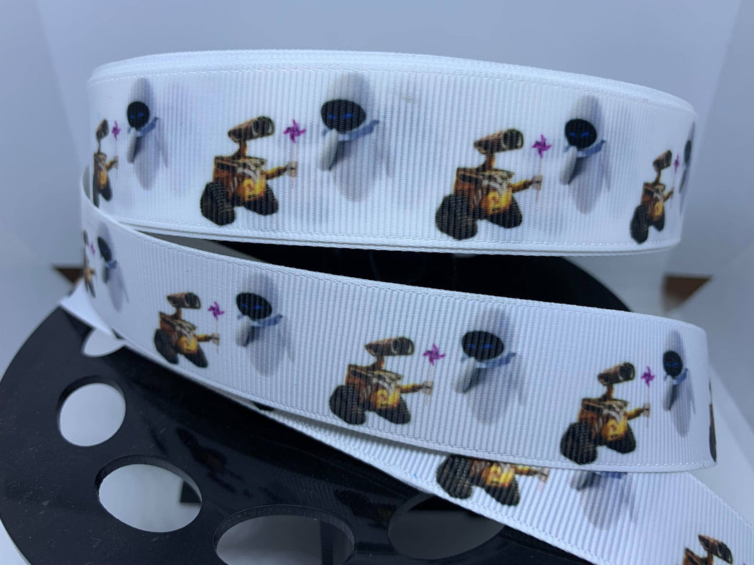 1 yard 1 inch Disney Movie WALL-E and Eva robot  Movie Grosgrain Ribbon