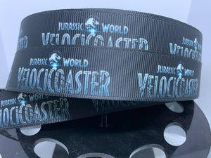 1 yard 7/8"  Jurassic World Velocicoaster Inspired Grosgrain Ribbon - Universal Dinosaurs