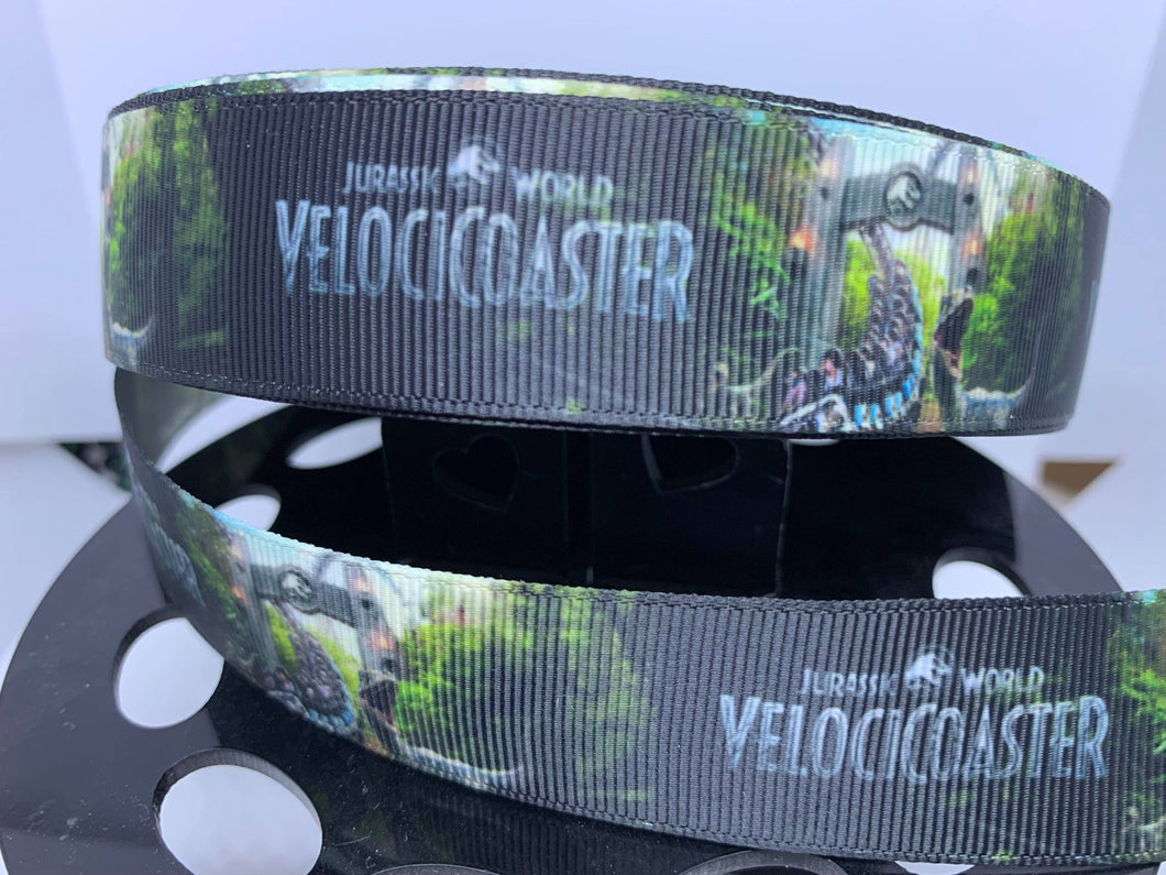 1 yard 1 inch Jurassic World Velocicoaster Inspired Grosgrain Ribbon - Universal Dinosaurs