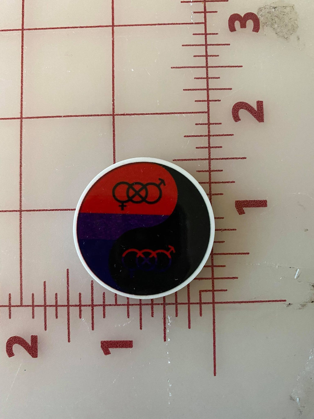 Bi-Sexual LGBTQ Ying and Yang Flat back Printed Resin