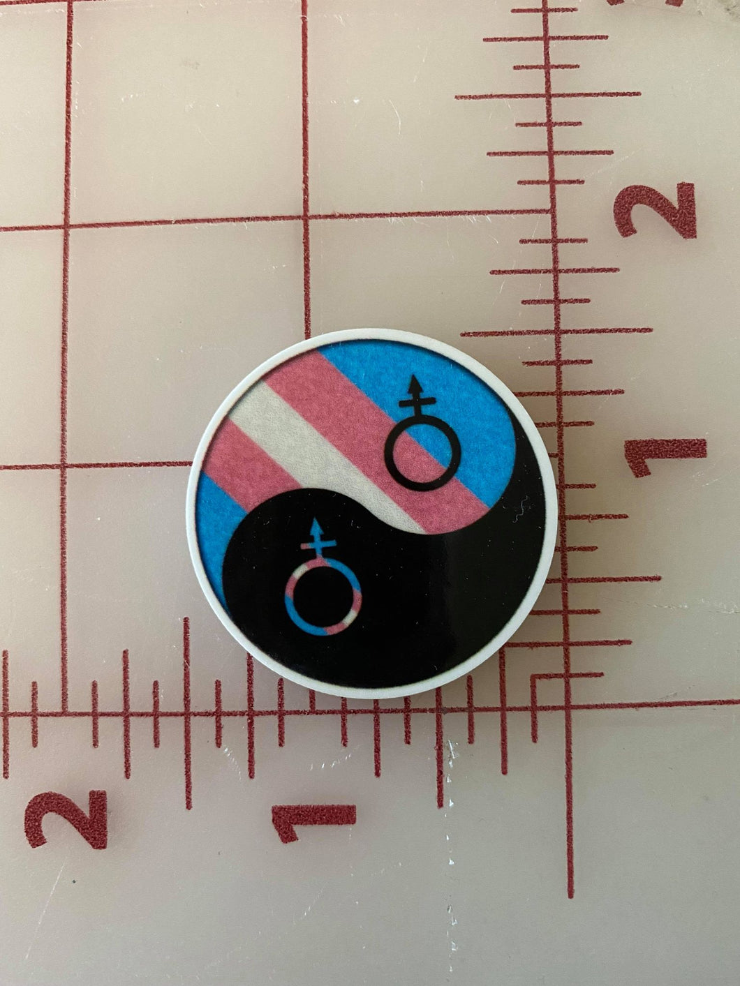 Transgender Trans LGBTQ Ying and Yang Flat back Printed Resin