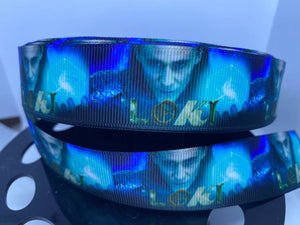 CLEARANCE 1 yard 1 Inch Loki TV Show Marvel Superhero Grosgrain Ribbon