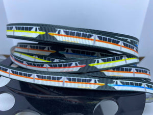 1 yard 3/8" Disneyland Monorails Grosgrain Ribbon Park Transportation