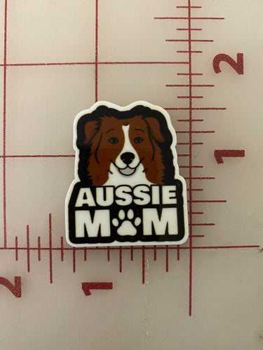 Aussie Mom Australian Shepherd Flat back Printed Resin