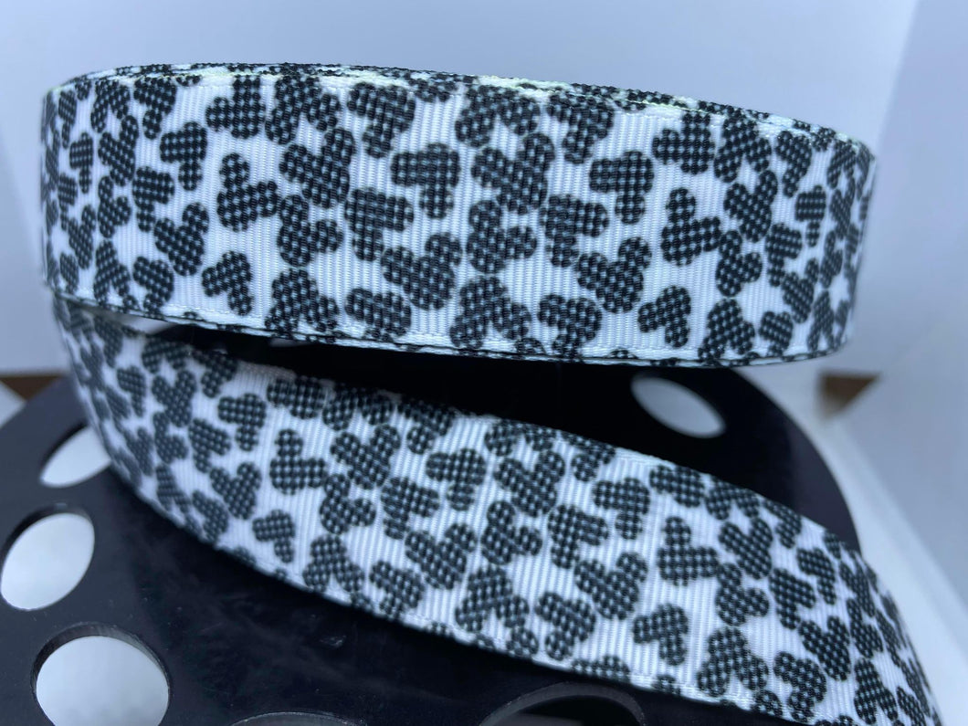 1 yard 1 inch Checkerboard Vans inspired Mouse Heads Grosgrain Ribbon