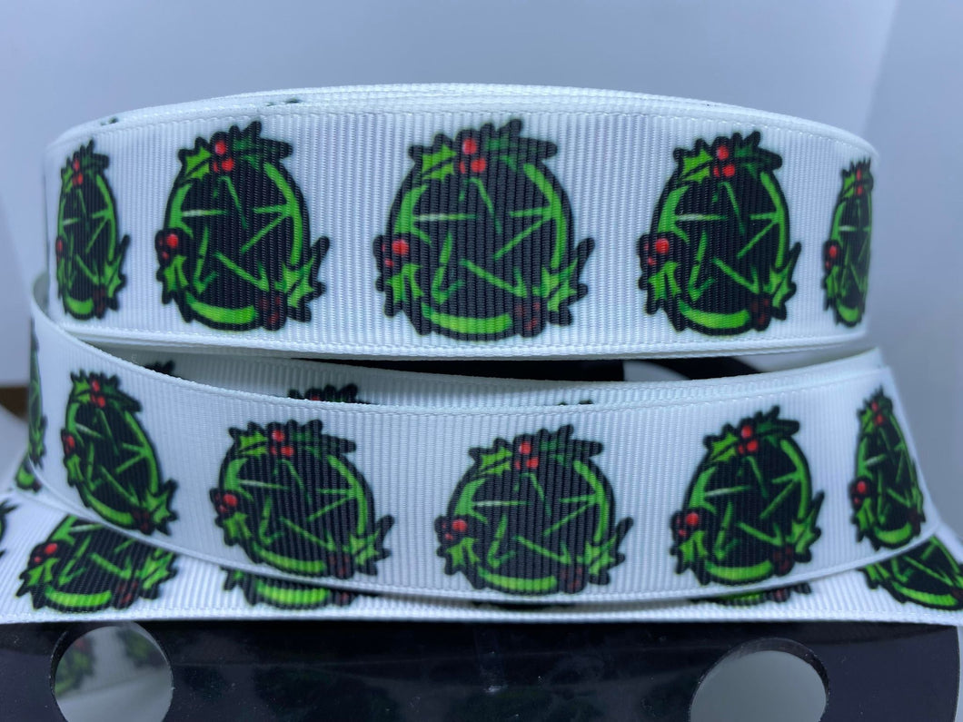 1 yard 1 inch Pagan Wreath Grosgrain Ribbon
