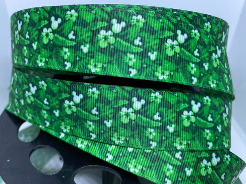 1 yard 1 inch Tropical Hidden Mickey Grosgrain Ribbon