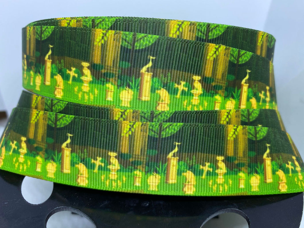 1 Yard 1 inch Haunted Mansion Pet Cemetery Grosgrain Ribbon