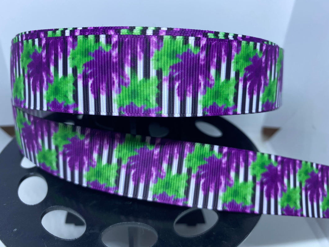 1 yard 1 inch Beetlejuice Stripes and colors Grosgrain Print Ribbon