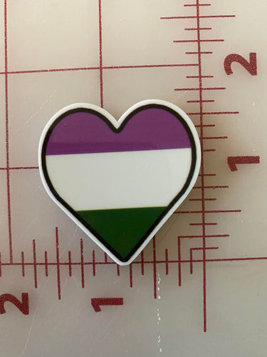 Genderqueer Pride LGBTQ Heart Flat back Printed Resin