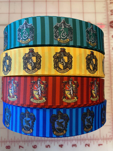 1 yard 1 inch Harry Potter Hogwarts Houses Grosgrain Ribbon