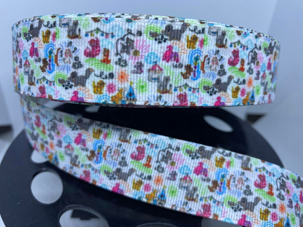 1 yard 1 inch Disney Dooney Cat purse Print Grosgrain Ribbon
