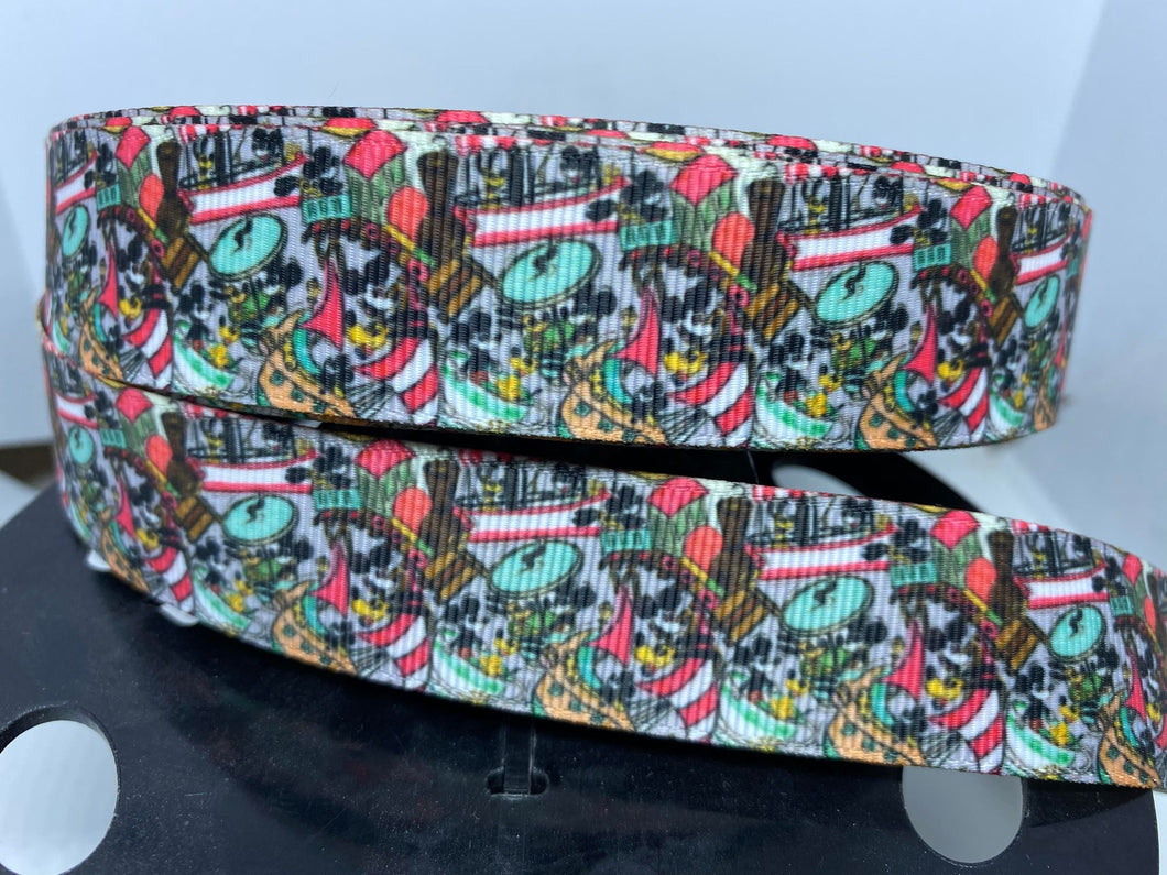 1 yard 1 Inch Vintage Mickey on Disneyland rides Grosgrain Ribbon