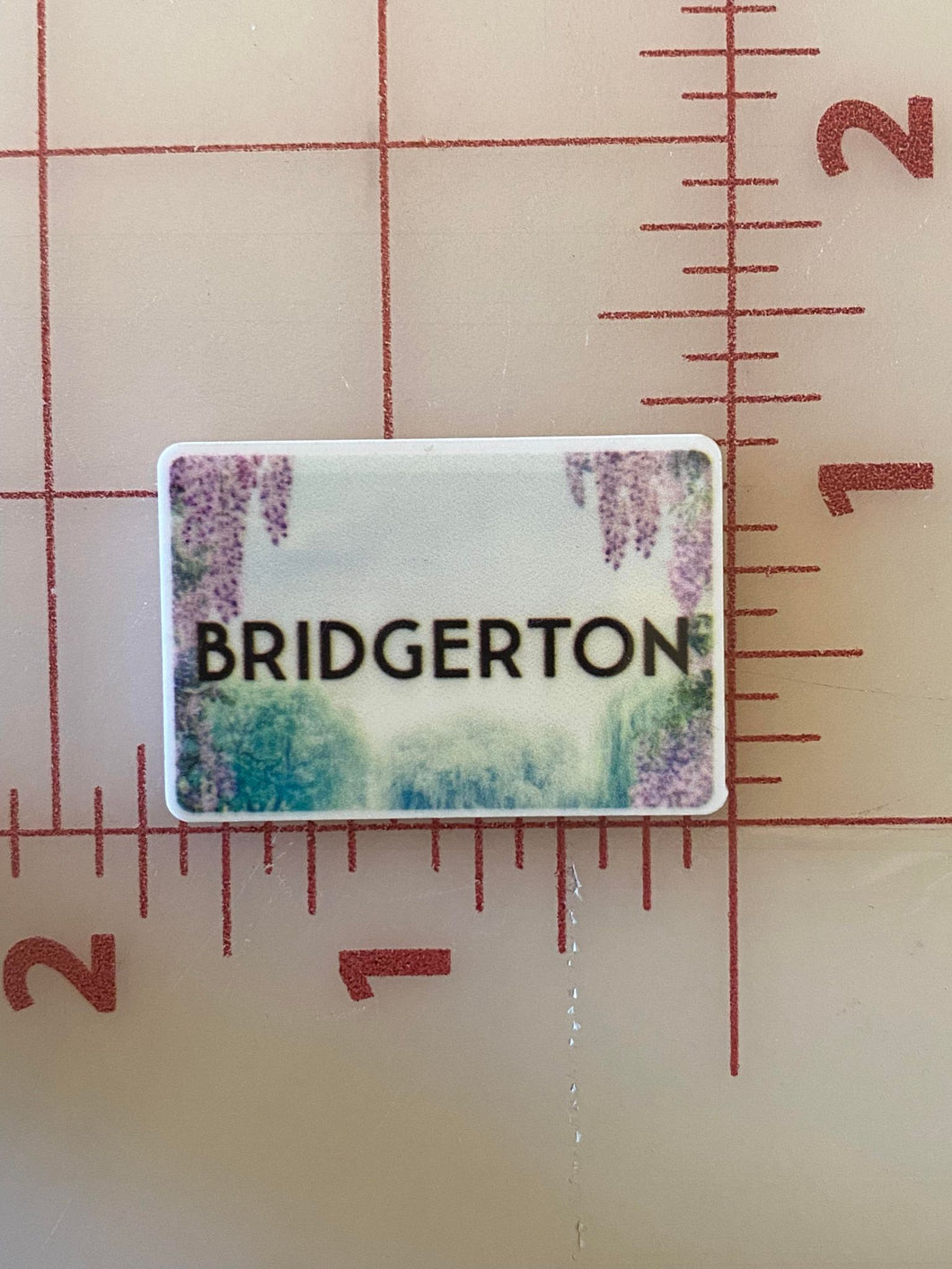 Bridgerton title with Wisteria Flat back Printed Resin