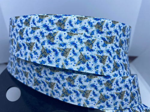 1 yard 1 inch Castle on Blue Chintz Grosgrain Ribbon