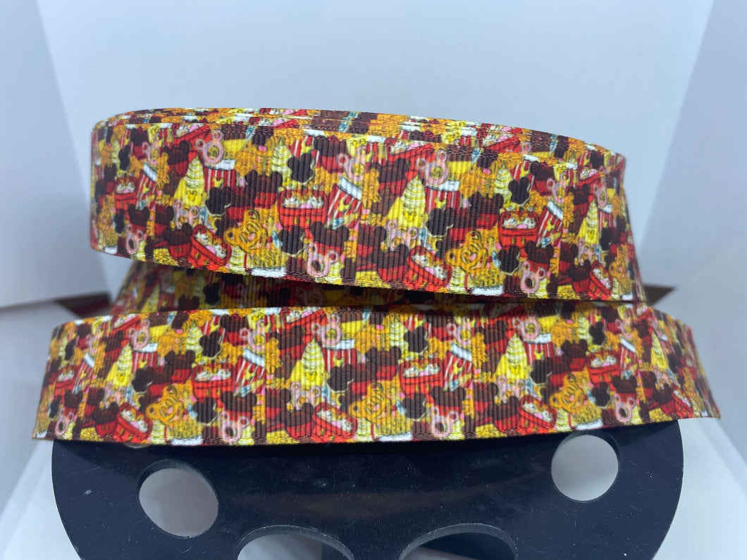 1 yard 1 inch Park Snack Collage Grosgrain Ribbon