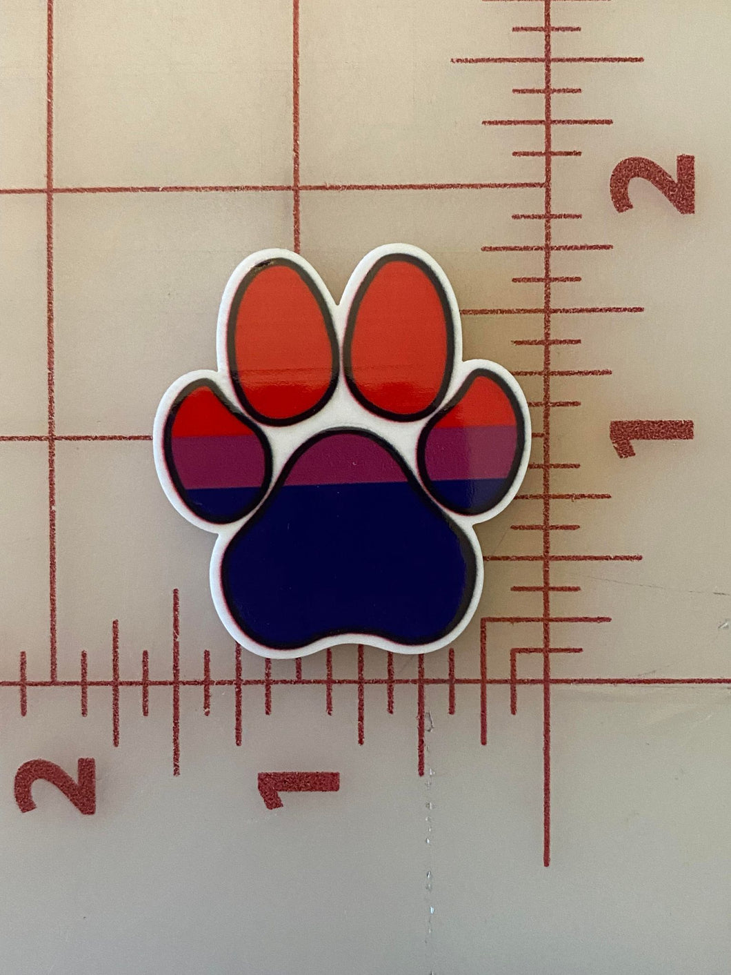 Bisexual Pride Paw LGBTQ Paw Flat back Printed Resin