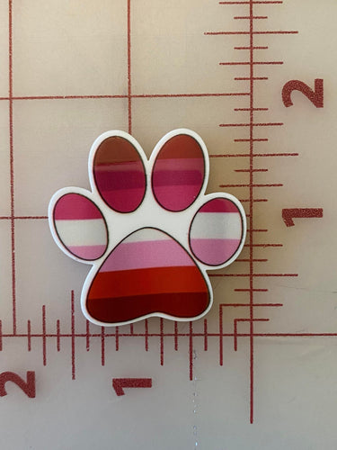 Lesbian Pride Paw LGBTQ Flat back Printed Resin