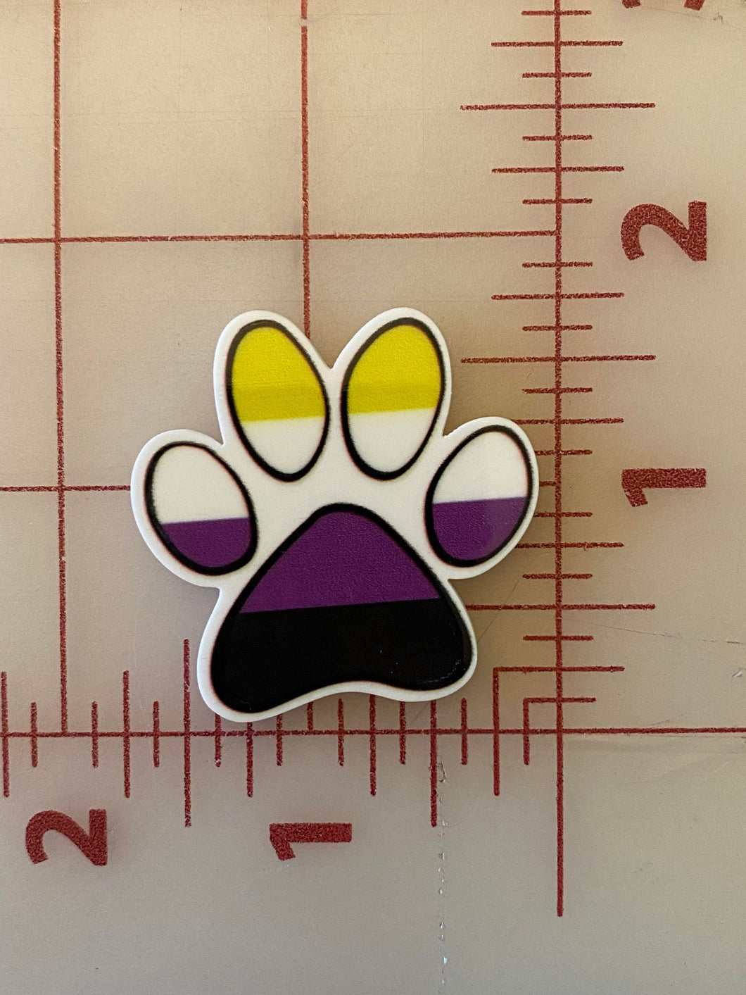 Nonbinary Pride Paw LGBTQ Flat back Printed Resin