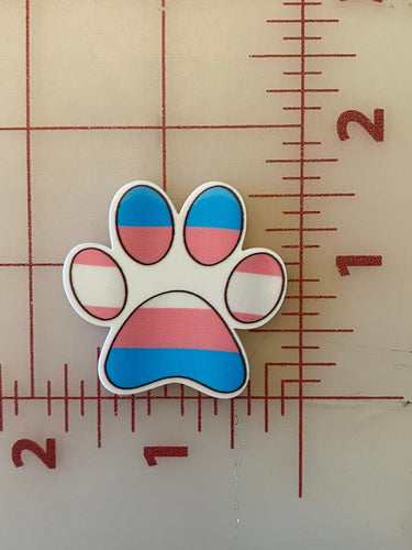 Transgender Pride Paw LGBTQ Paw Flat back Printed Resin