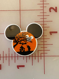 NEW Halloween Scene Mickey and Minnie Flat back Printed Resin