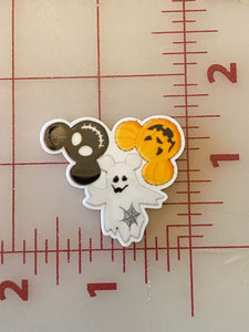 New Halloween Mickey Trio Jack, Ghost, Pumpkin Flat back Printed Resin