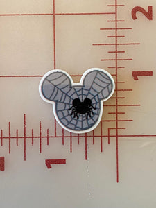 New Small Halloween Mickey with Spiderwebs Flat back Printed Resin