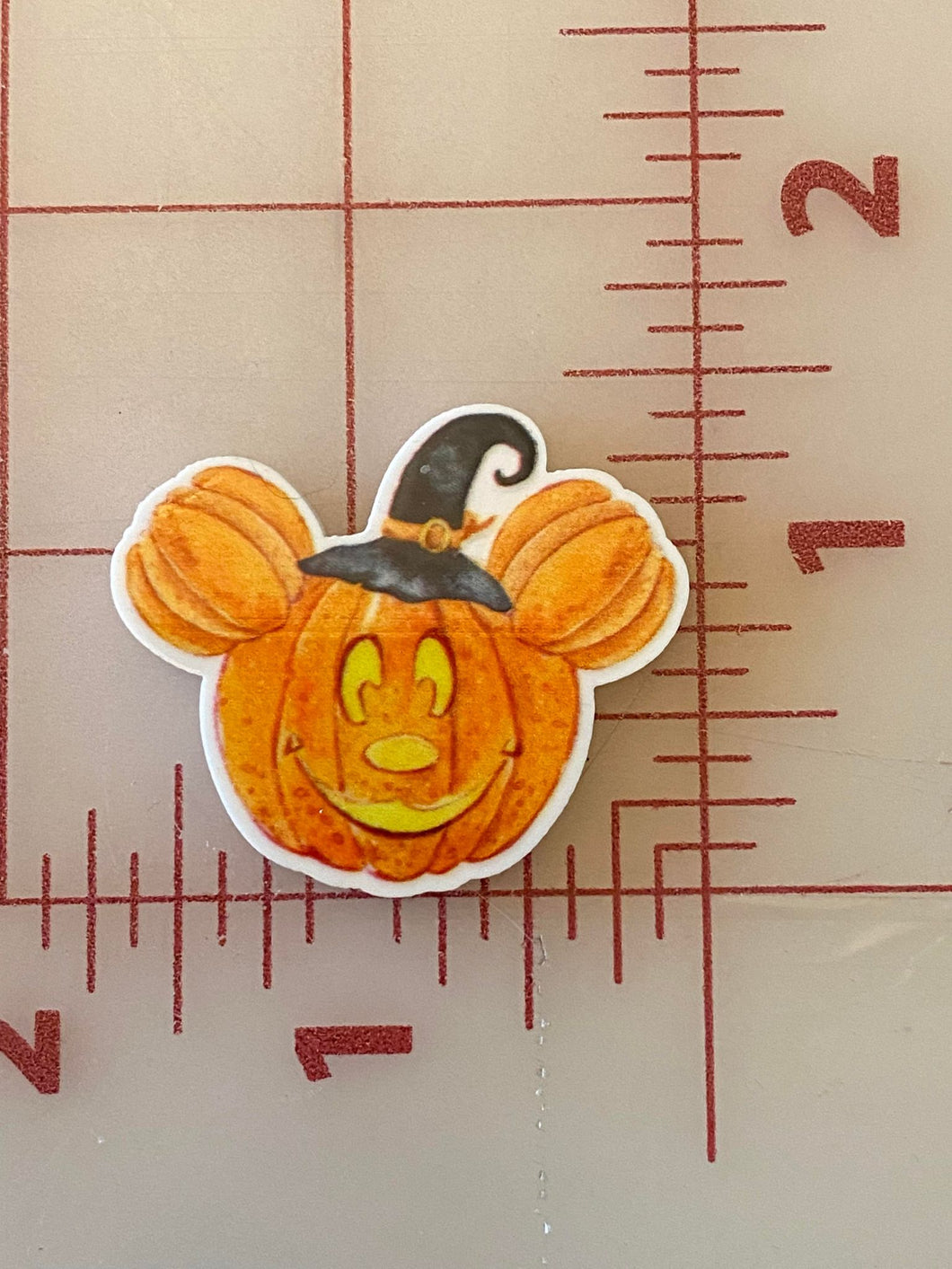 New Halloween Mickey Pumpkin with a witch hat Flat back Printed Resin