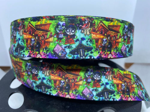 1 yard 1 inch Beetlejuice  Grosgrain Print Ribbon