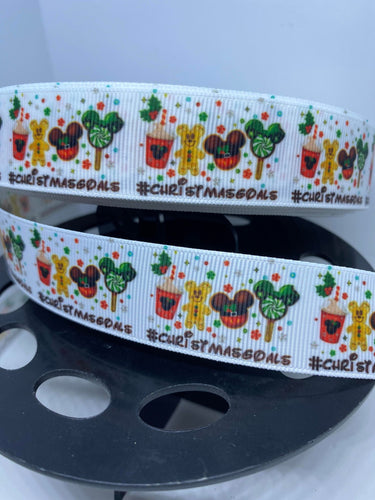 1 yard 1 inch Christmas Snack Goals Grosgrain Ribbon