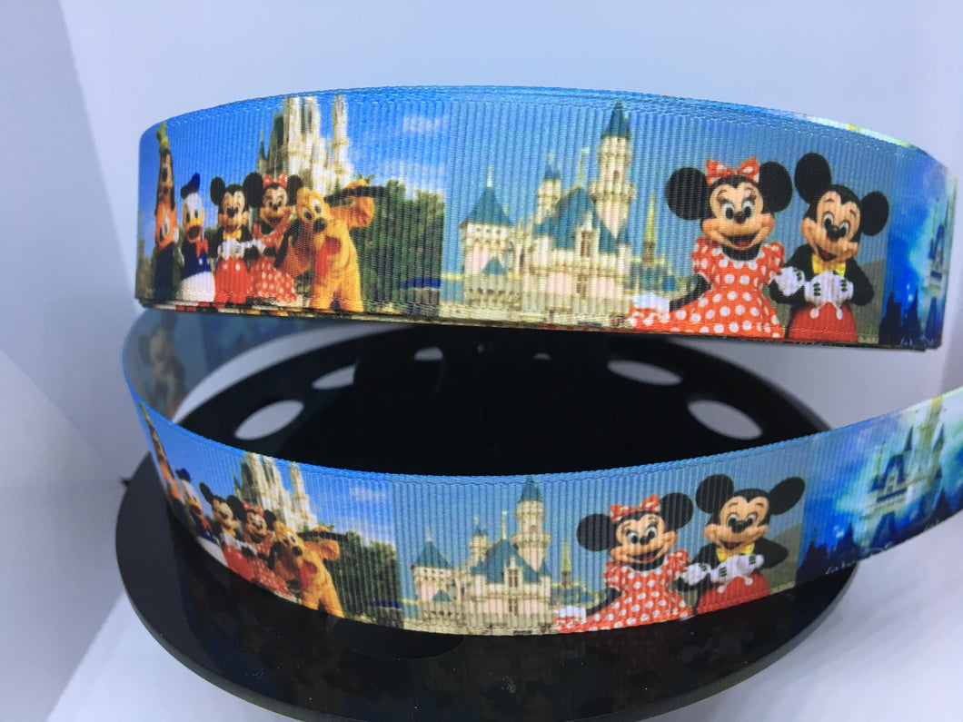 1 yard 1 inch Character and Park Photos Grosgrain Ribbon Park  Castle Bow Making Ribbon