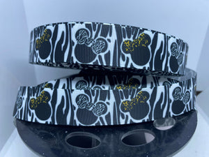 1 yard 7/8"  Animal Print Minnie Mouse Grosgrain Ribbon