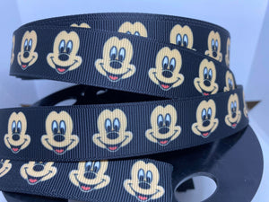 1 yard 7/8" Mickey Mouse Face Grosgrain Ribbon