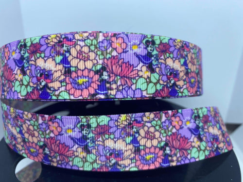 1 yard 1 inch Vera Bradley Minnie Mouse Floral Grosgrain Ribbon