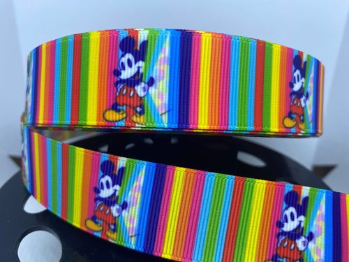 1 yard 1 inch Mickey Mouse Multi-Color Grosgrain Ribbon