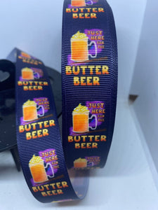 1 inch Wizarding World "Butter Beer" Harry Potter Hogsmeade Lanyard Style Grosgrain Ribbon