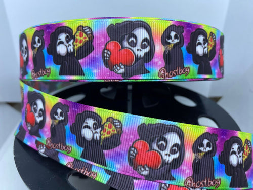 1 yard 1 inch Cute Grim Reaper Twitch Emoji Ghostboy Grosgrain Ribbon
