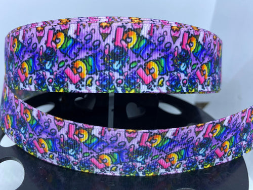 1 yard 1 inch Stitch LOVE Grosgrain Ribbon