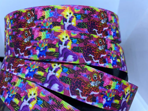 1 yard 1 inch Lisa Frank Kittens and Leopard Grosgrain Ribbon