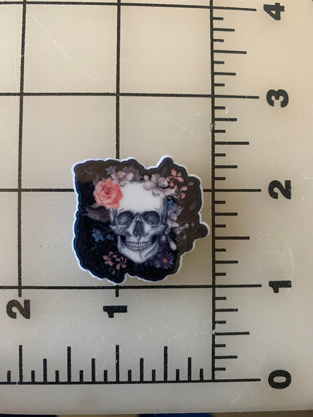 Floral Skull Flat back Printed Resin