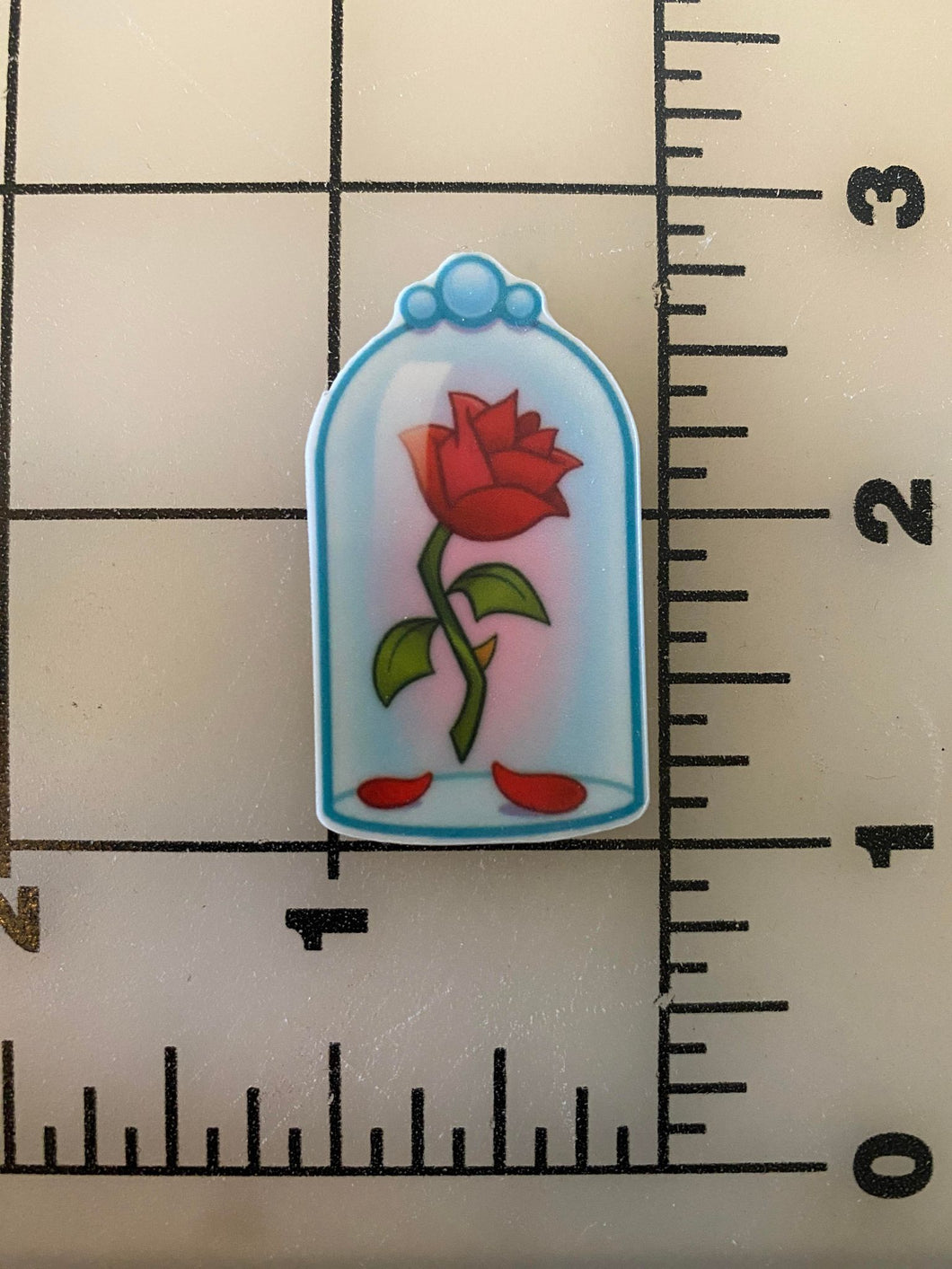 Beauty and Beast Enchanted Rose Flat back Printed Resin