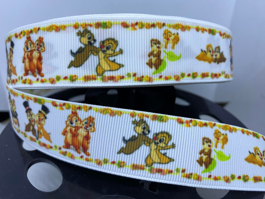 1 Yard 1 Inch Chip and Dale Chipmunks Grosgrain Ribbon