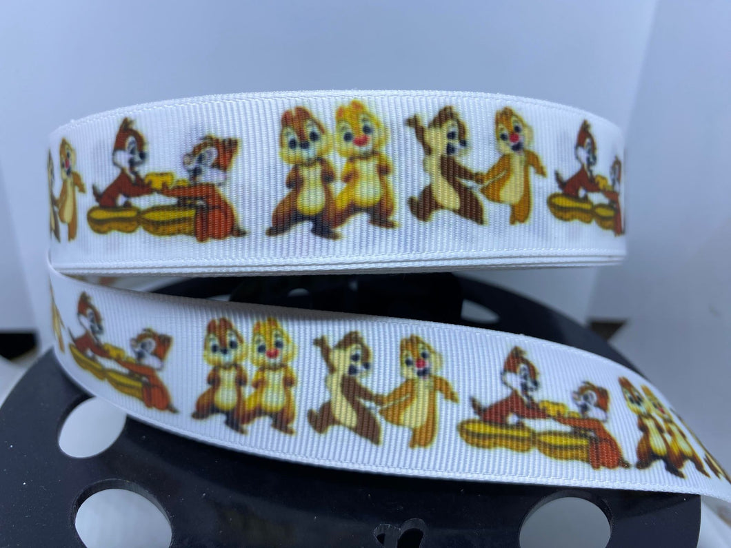 1 Yard 1 inch Chip and Dale Chipmunks Grosgrain Ribbon