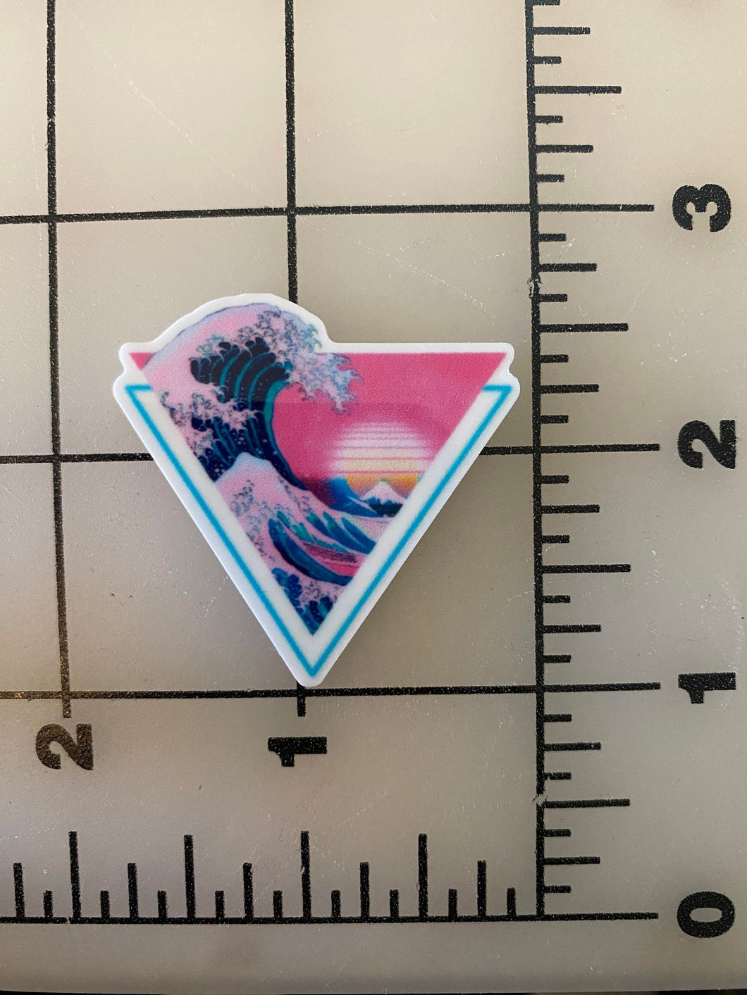 80's take on The Great Wave off Kanagawa artwork Flat Back Printed Resin