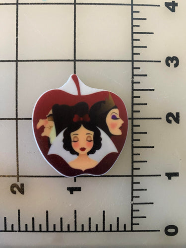 Disney Snow White and the evil Queen Apple Flat back Printed Resin