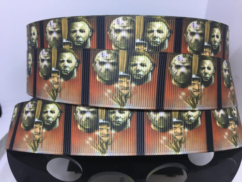 1 yard 1 inch Freddy Krueger Jason and Mike Myers Movies Grosgrain Ribbon